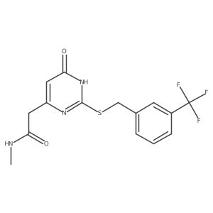 N-methyl-2-(6-oxo-2-((3-(trifluoromethyl)benzyl)thio)-1,6-dihydropyrimidin-4-yl)acetamide Structure