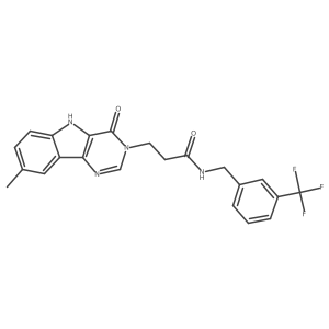 3-(8-methyl-4-oxo-4,5-dihydro-3H-pyrimido[5,4-b]indol-3-yl)-N-(3-(trifluoromethyl)benzyl)propanamide结构式