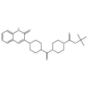 Tert-butyl 4-(1-(3-oxo-3,4-dihydroquinoxalin-2-yl)piperidine-4-carbonyl)piperazine-1-carboxylate结构式