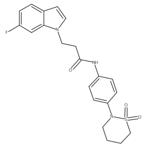 N-[4-(1,1-dioxido-1,2-thiazinan-2-yl)phenyl]-3-(6-fluoro-1H-indol-1-yl)propanamide结构式