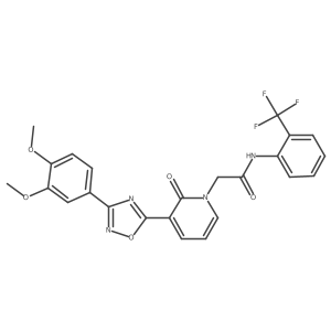 2-[3-[3-(3,4-dimethoxyphenyl)-1,2,4-oxadiazol-5-yl]-2-oxopyridin-1(2H)-yl]-N-[2-(trifluoromethyl)phenyl]acetamide结构式