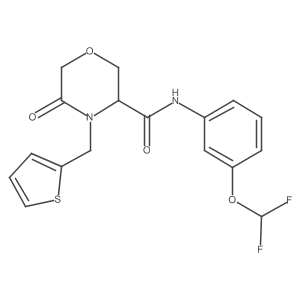 N-(3-(difluoromethoxy)phenyl)-5-oxo-4-(thiophen-2-ylmethyl)morpholine-3-carboxamide结构式