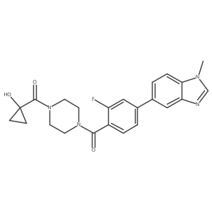 [2-Fluoro-4-(1-methylbenzimidazol-5-yl)phenyl]-[4-(1-hydroxycyclopropanecarbonyl)piperazin-1-yl]methanone结构式