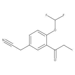 2-[4-(difluoromethoxy)-3-propanoyl-phenyl]acetonitrile结构式