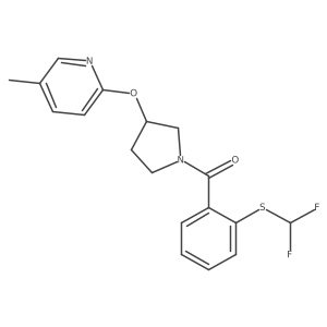 (2-((Difluoromethyl)thio)phenyl)(3-((5-methylpyridin-2-yl)oxy)pyrrolidin-1-yl)methanone Structure