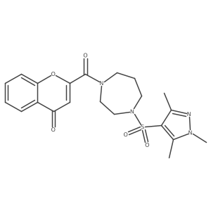 2-(4-((1,3,5-trimethyl-1H-pyrazol-4-yl)sulfonyl)-1,4-diazepane-1-carbonyl)-4H-chromen-4-one Structure