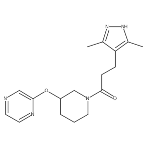 3-(3,5-dimethyl-1H-pyrazol-4-yl)-1-(3-(pyrazin-2-yloxy)piperidin-1-yl)propan-1-one Structure