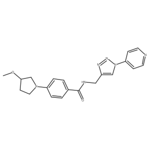 4-(3-methoxypyrrolidin-1-yl)-N-((1-(pyridin-4-yl)-1H-1,2,3-triazol-4-yl)methyl)benzamide结构式