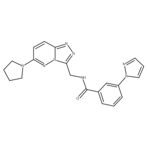 3-(1H-pyrazol-1-yl)-N-((6-(pyrrolidin-1-yl)-[1,2,4]triazolo[4,3-b]pyridazin-3-yl)methyl)benzamide结构式
