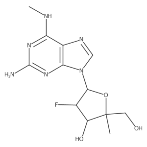 (2R,3R,4R,5R)-5-(2-amino-6-(methylamino)-9H-purin-9-yl)-4-fluoro-2-(hydroxymethyl)-2-methyltetrahydrofuran-3-ol Structure
