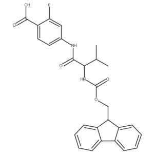 4-[(2S)-2-({[(9H-fluoren-9-yl)methoxy]carbonyl}amino)-3-methylbutanamido]-2-fluorobenzoic acid结构式