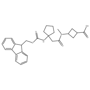 3-{2-[1-({[(9H-fluoren-9-yl)methoxy]carbonyl}amino)cyclopentyl]-N-methylacetamido}cyclobutane-1-carboxylic acid结构式