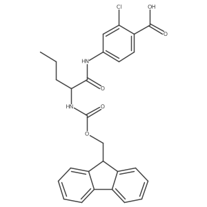 2-chloro-4-[(2S)-2-({[(9H-fluoren-9-yl)methoxy]carbonyl}amino)pentanamido]benzoic acid结构式