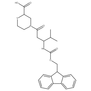 4-[(3S)-3-({[(9H-fluoren-9-yl)methoxy]carbonyl}amino)-4-methylpentanoyl]thiomorpholine-2-carboxylic acid Structure