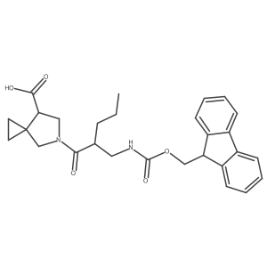 5-{2-[({[(9H-fluoren-9-yl)methoxy]carbonyl}amino)methyl]pentanoyl}-5-azaspiro[2.4]heptane-7-carboxylic acid结构式