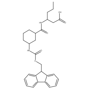 (3S)-3-{[(1RS,3RS)-3-({[(9H-fluoren-9-yl)methoxy]carbonyl}amino)cyclohexyl]formamido}hexanoic acid Structure