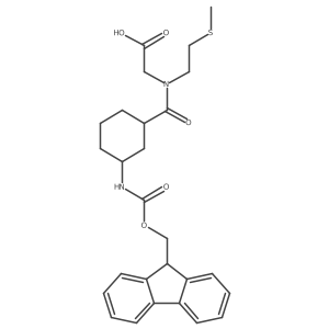 rac-2-{1-[(1R,3S)-3-({[(9H-fluoren-9-yl)methoxy]carbonyl}amino)cyclohexyl]-N-[2-(methylsulfanyl)ethyl]formamido}acetic acid结构式