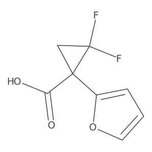 2,2-Difluoro-1-(furan-2-yl)cyclopropane-1-carboxylic acid结构式