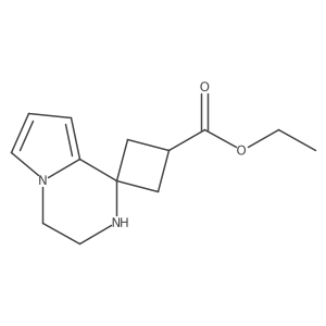 Ethyl spiro[3,4-dihydro-2H-pyrrolo[1,2-a]pyrazine-1,3'-cyclobutane]-1'-carboxylate结构式