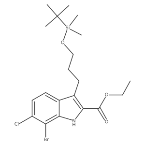 ethyl 7-bromo-3-(3-((tert-butyldimethylsilyl)oxy)propyl)-6-chloro-1H-indole-2-carboxylate结构式