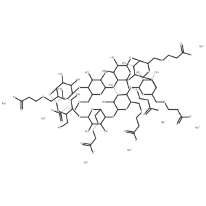 heptasodium;3-[[(1S,3S,5S,6S,8S,10S,11S,13S,15S,16S,18S,20S,21S,23S,25S,26S,28S,30S,31S,33S,35S,36S,38R,40R,41R,42R,43R,44R,45R,46R,47R,48R,49R,50R,51R,52R,53R,54R,55R)-5,10,15,20,25,30-hexakis(2-carboxylatoethylsulfanylmethyl)-41,42,43,44,45,46,47,48,49,50,51,52,53,54,55,56-hexadecahydroxy-40-(hydroxymethyl)-2,4,7,9,12,14,17,19,22,24,27,29,32,34,37,39-hexadecaoxanonacyclo[36.2.2.23,6.28,11.213,16.218,21.223,26.228,31.233,36]hexapentacontan-35-yl]methylsulfanyl]propanoate结构式