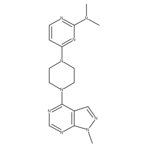 N,N-dimethyl-4-(4-{1-methyl-1H-pyrazolo[3,4-d]pyrimidin-4-yl}piperazin-1-yl)pyrimidin-2-amine Structure