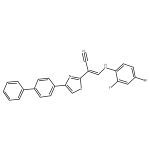 (Z)-2-(4-([1,1'-biphenyl]-4-yl)thiazol-2-yl)-3-((4-bromo-2-fluorophenyl)amino)acrylonitrile Structure