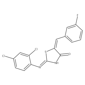 (5Z)-2-[(2,4-dichlorophenyl)amino]-5-(3-fluorobenzylidene)-1,3-thiazol-4(5H)-one Structure