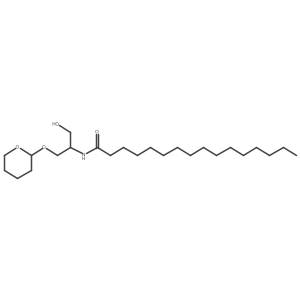 Hexadecanamide, N-[1-(hydroxymethyl)-2-[(tetrahydro-2H-pyran-2-yl)oxy]ethyl]-, (1R)- Structure