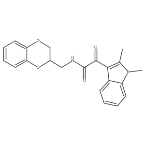 N-((2,3-dihydrobenzo[b][1,4]dioxin-2-yl)methyl)-2-(1,2-dimethyl-1H-indol-3-yl)-2-oxoacetamide结构式