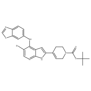 4-[4-(benzothiazol-6-ylamino)-5-bromo-1H-pyrrolo[2,3-b]pyridin-2-yl]-3,6-dihydro-2H-pyridine-1-carboxylic acid tert-butyl ester结构式