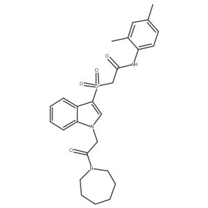 2-((1-(2-(azepan-1-yl)-2-oxoethyl)-1H-indol-3-yl)sulfonyl)-N-(2,4-dimethylphenyl)acetamide结构式