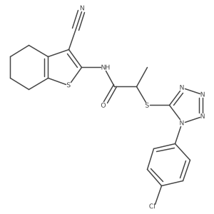 2-((1-(4-chlorophenyl)-1H-tetrazol-5-yl)thio)-N-(3-cyano-4,5,6,7-tetrahydrobenzo[b]thiophen-2-yl)propanamide结构式