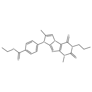 Ethyl 4-(1,7-dimethyl-2,4-dioxo-3-propyl-1,3,5-trihydro-4-imidazolino[1,2-h]pu rin-8-yl)benzoate结构式