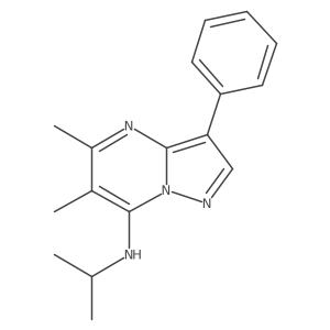 5,6-dimethyl-3-phenyl-N-(propan-2-yl)pyrazolo[1,5-a]pyrimidin-7-amine结构式
