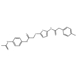 N-(4-acetamidophenyl)-2-({5-[2-(4-fluorophenyl)acetamido]-1,3,4-thiadiazol-2-yl}sulfanyl)acetamide Structure