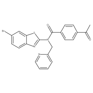 4-acetyl-N-(6-bromobenzo[d]thiazol-2-yl)-N-(pyridin-2-ylmethyl)benzamide结构式