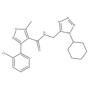 3-(2-chlorophenyl)-N-((1-cyclohexyl-1H-tetrazol-5-yl)methyl)-5-methylisoxazole-4-carboxamide结构式