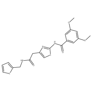 3,5-dimethoxy-N-(4-(2-oxo-2-((thiophen-2-ylmethyl)amino)ethyl)thiazol-2-yl)benzamide结构式