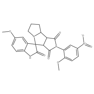 (3S,3'aR,8'aS,8'bS)-5-methoxy-2'-(2-methoxy-5-nitrophenyl)spiro[1H-indole-3,4'-3a,6,7,8,8a,8b-hexahydropyrrolo[3,4-a]pyrrolizine]-1',2,3'-trione Structure