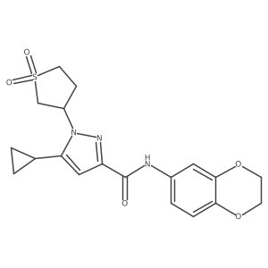 5-cyclopropyl-N-(2,3-dihydrobenzo[b][1,4]dioxin-6-yl)-1-(1,1-dioxidotetrahydrothiophen-3-yl)-1H-pyrazole-3-carboxamide结构式