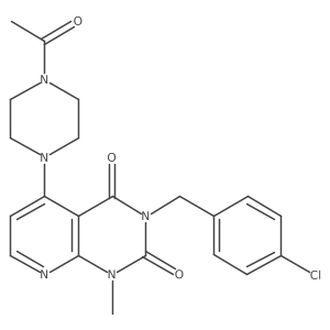 CC(=O)N1CCN(c2ccnc3c2c(=O)n(Cc2ccc(Cl)cc2)c(=O)n3C)CC1结构式