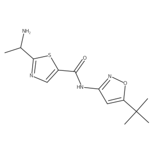 2-(1-aminoethyl)-N-(5-tert-butyl-1,2-oxazol-3-yl)-1,3-thiazole-5-carboxamide结构式