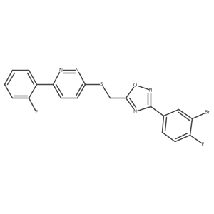 3-(3-Bromo-4-fluorophenyl)-5-(((6-(2-fluorophenyl)pyridazin-3-yl)thio)methyl)-1,2,4-oxadiazole结构式