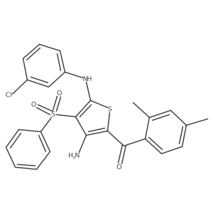 (3-Amino-5-((3-chlorophenyl)amino)-4-(phenylsulfonyl)thiophen-2-yl)(2,4-dimethylphenyl)methanone结构式