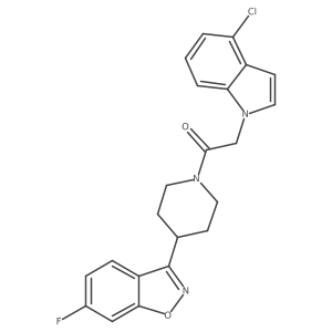 O=C(Cn1ccc2c(Cl)cccc21)N1CCC(c2noc3cc(F)ccc23)CC1结构式