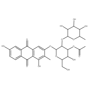 1,3,6-trihydroxy-2-methyl-9,10-anthraquinone-3-O-(3'-O-acetyl)-alpha-L-rhamnopyranosyl-(1->2)-beta-D-glucopyranoside结构式