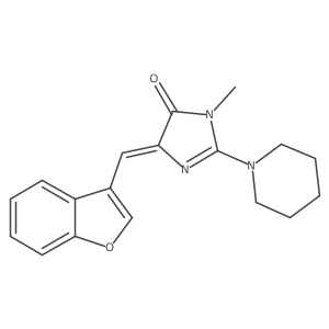 5-Benzofuran-3-ylmethylene-3-methyl-2-piperidin-1-yl-3,5-dihydro-imidazol-4-one结构式