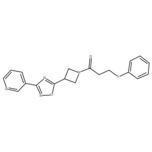 3-(Phenylthio)-1-(3-(3-(pyridin-3-yl)-1,2,4-oxadiazol-5-yl)azetidin-1-yl)propan-1-one结构式