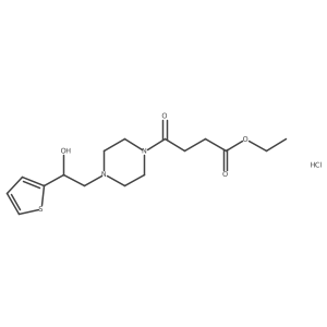 Ethyl 4-(4-(2-hydroxy-2-(thiophen-2-yl)ethyl)piperazin-1-yl)-4-oxobutanoate hydrochloride Structure